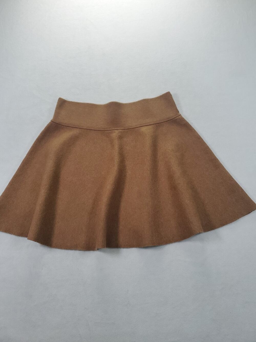 A New Day Brown Knit A-Line Short Skirt Elastic Waist Women's M